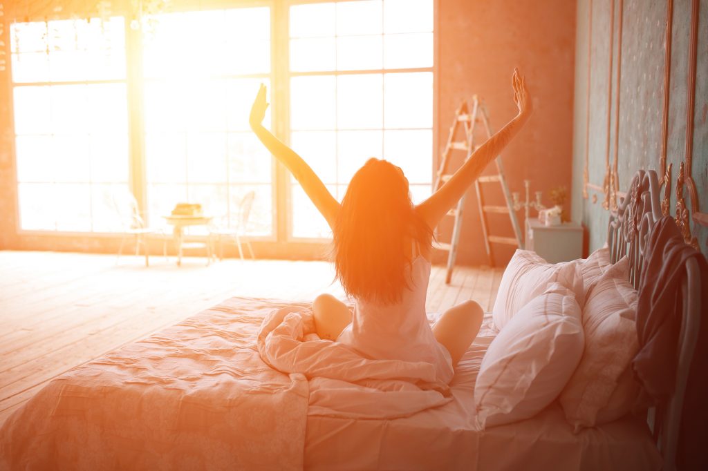 Woman showing the joy of being rested